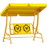 easycomfort easycomfort dondolo per bambini da esterno a 2 posti con tettuccio regolabile e cinture di sicurezza 112x75x120 cm giallo