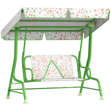 easycomfort easycomfort dondolo per bambini da esterno a 2 posti con tettuccio regolabile e cinture di sicurezza 112x75x120 cm verde