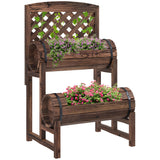 easycomfort easycomfort fioriera da esterno a 2 livelli con fori di drenaggio e griglia in legno di abete 42x49x80 cm marrone