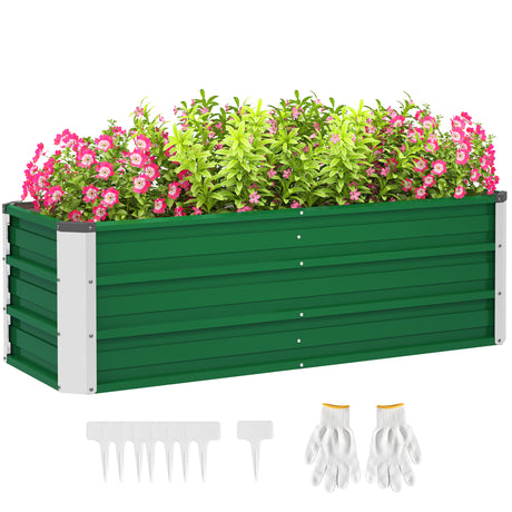 easycomfort easycomfort fioriera da giardino senza fondo con 2 aree di coltivazione in acciaio 125x47x40 cm verde
