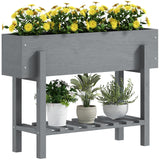 easycomfort easycomfort fioriera rialzata con ripiano inferiore e 2 fori di drenaggio in legno di abete 100x30x70 5 cm grigio