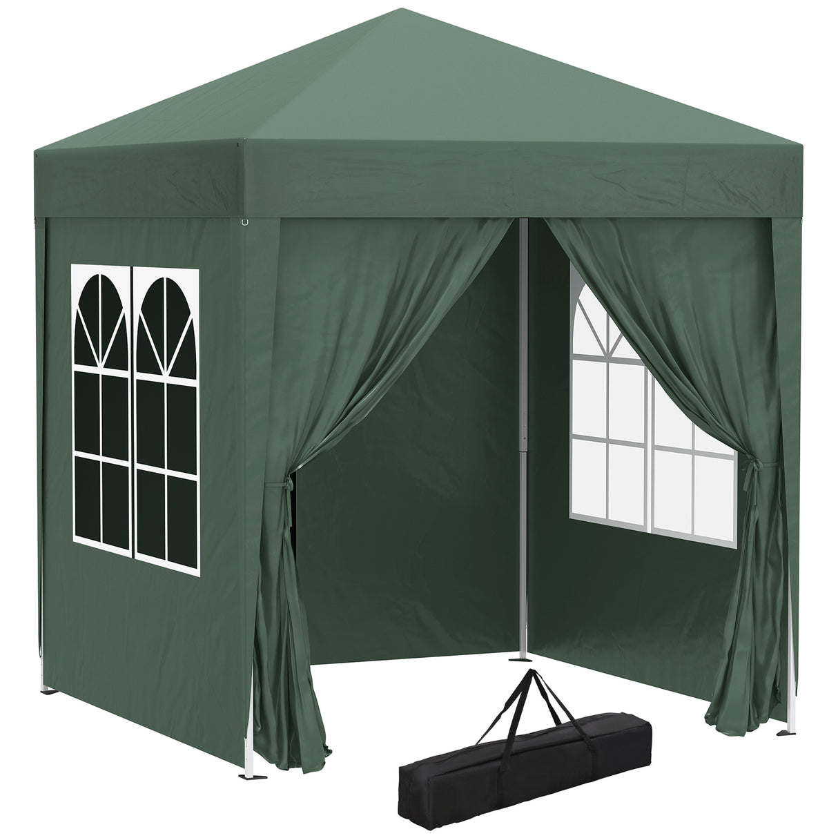 easycomfort easycomfort gazebo 2x2 m pieghevole con 4 pareti rimovibili e borsa da trasporto in metallo e poliestere verde