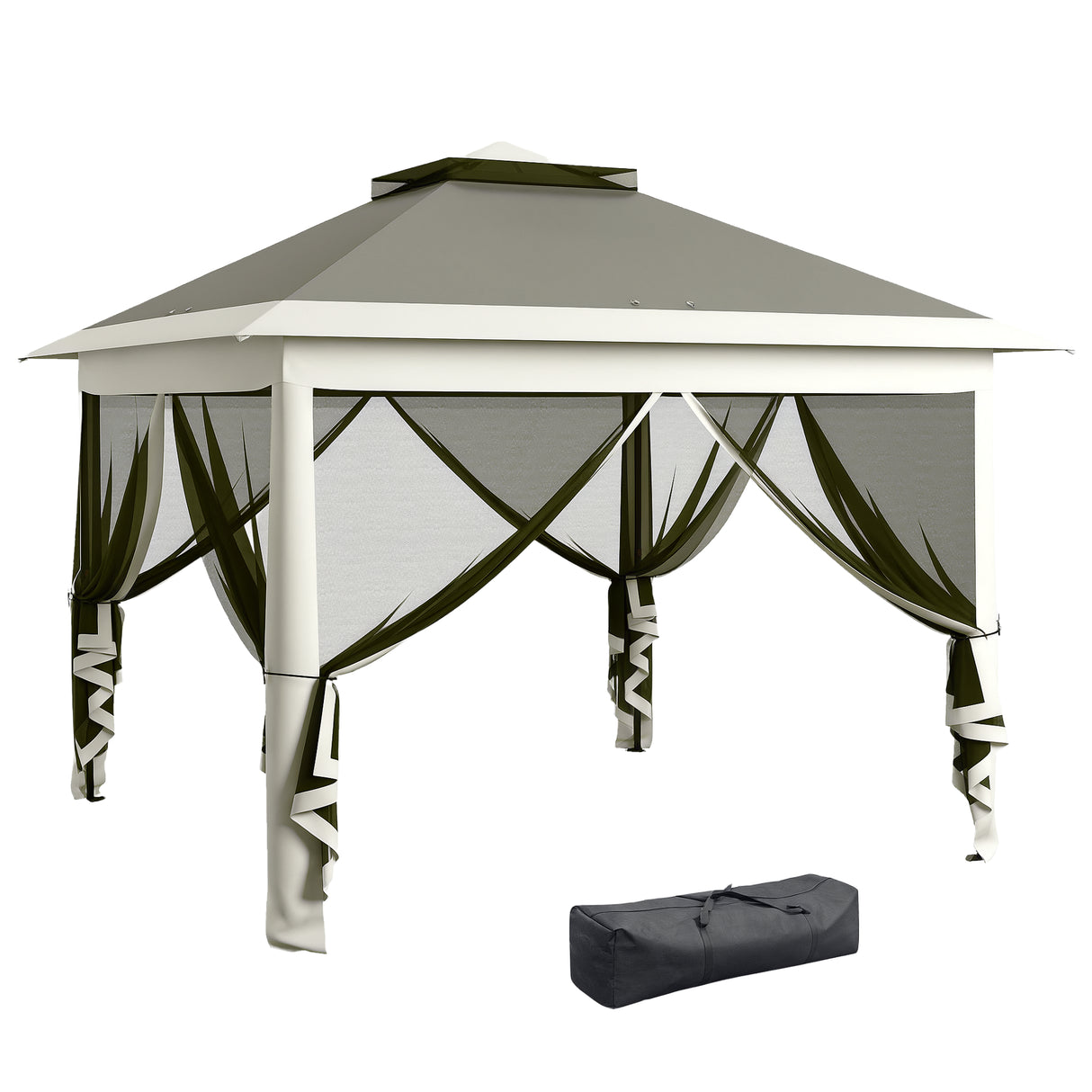 easycomfort easycomfort gazebo da esterno ad altezza regolabile con zanzariere in metallo e tessuto oxford 3 3x3 3x2 8 m grigio scuro