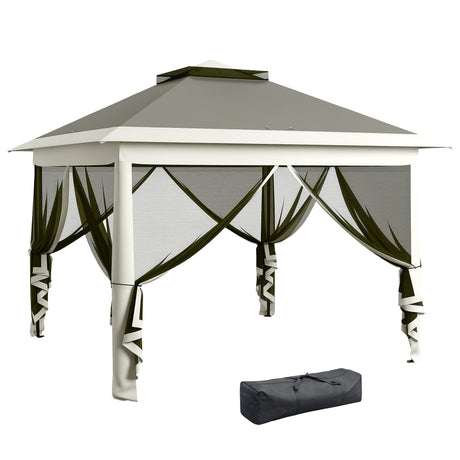 easycomfort easycomfort gazebo da esterno ad altezza regolabile con zanzariere in metallo e tessuto oxford 3 3x3 3x2 8 m grigio scuro
