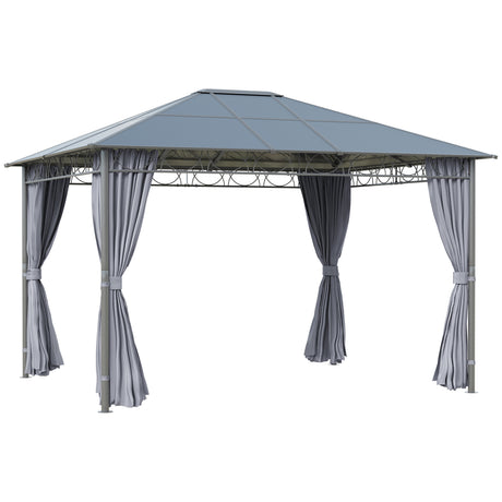 easycomfort easycomfort gazebo da giardino 3 6x3m con tetto in policarbonato anti uv e tende grigio
