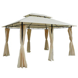 easycomfort easycomfort gazebo da giardino 3x4 m con tende e tetto a 2 livelli bianco crema