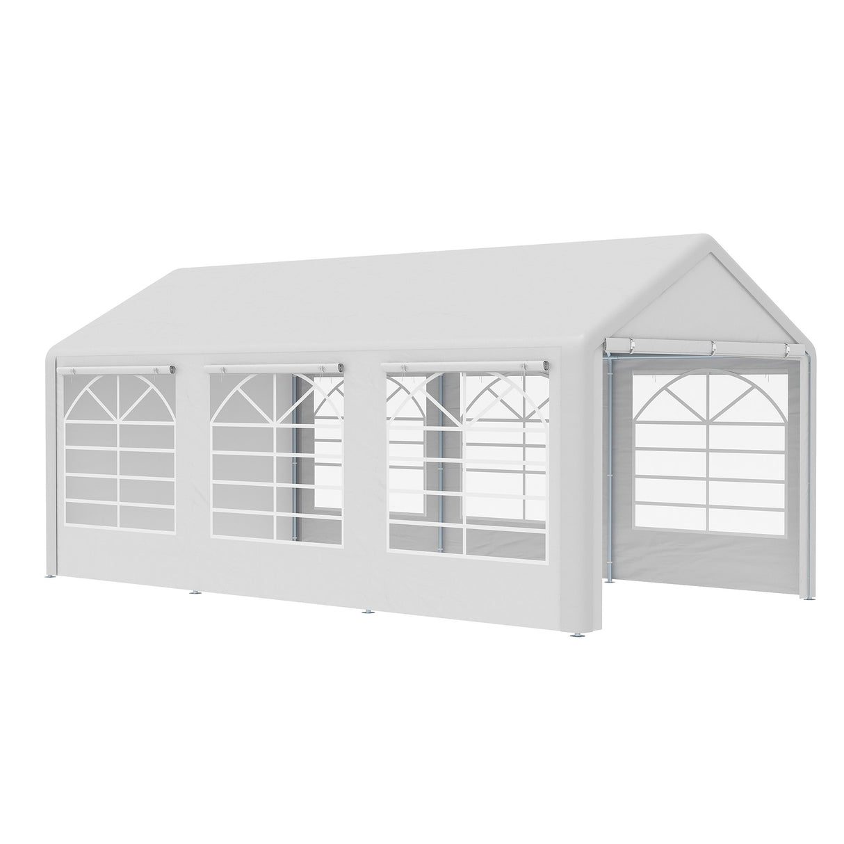 easycomfort easycomfort gazebo da giardino 6x3 m con finestre laterali 3 stanze e porte a cerniera bianco