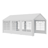 easycomfort easycomfort gazebo da giardino 6x3 m con finestre laterali 3 stanze e porte a cerniera bianco