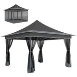 easycomfort easycomfort gazebo da giardino ad altezza regolabile con zanzariera in poliestere e metallo 357x357x310 cm grigio scuro