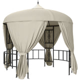 easycomfort easycomfort gazebo da giardino rotondo 3m con tende e prese daria in metallo e poliestere beige
