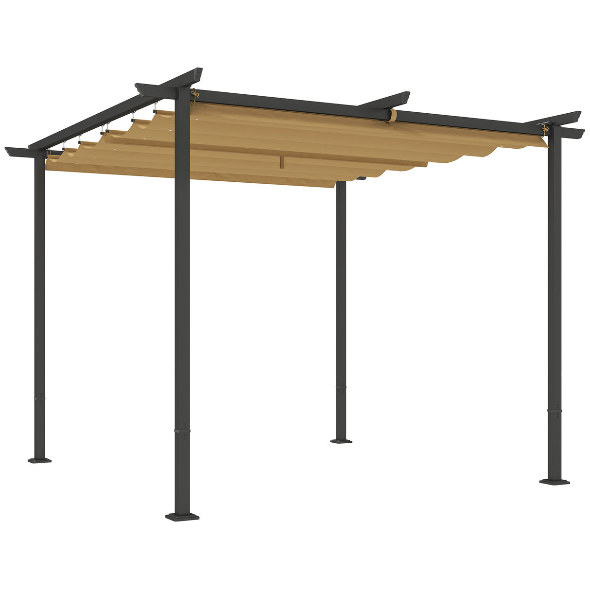 easycomfort easycomfort gazebo pergola 3x3 con tetto retrattile e fori di drenaggio in poliestere e acciaio beige e nero