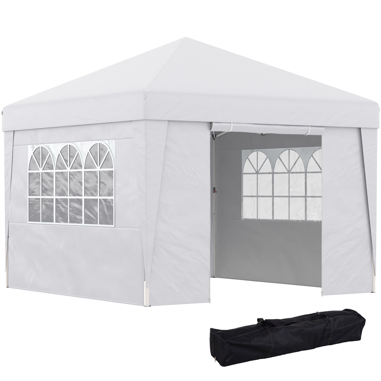 easycomfort easycomfort gazebo pieghevole 3x3 m con altezza regolabile con design pop up e finestre bianco