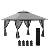 easycomfort easycomfort gazebo pieghevole 4x4 con borsa da trasporto picchetti funi e sacchi di sabbia inclusi 392x392x283 cm grigio