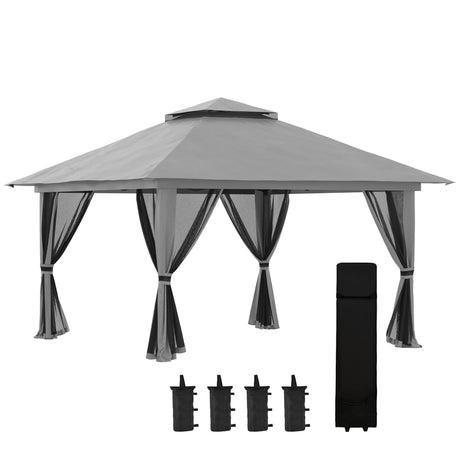 easycomfort easycomfort gazebo pieghevole 4x4 con borsa da trasporto picchetti funi e sacchi di sabbia inclusi 392x392x283 cm grigio