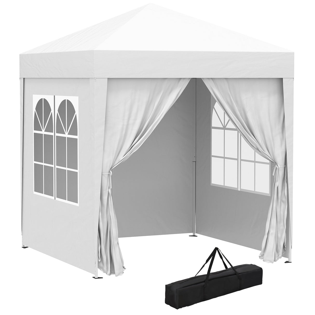 easycomfort easycomfort gazebo pieghevole pop up 2x2 m con 4 pareti rimovibili in poliestere e acciaio bianco