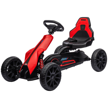 easycomfort easycomfort go kart a pedali per bambini 3 8 anni con sedile regolabile e ruote in eva 100x58x58 5 cm rosso nero