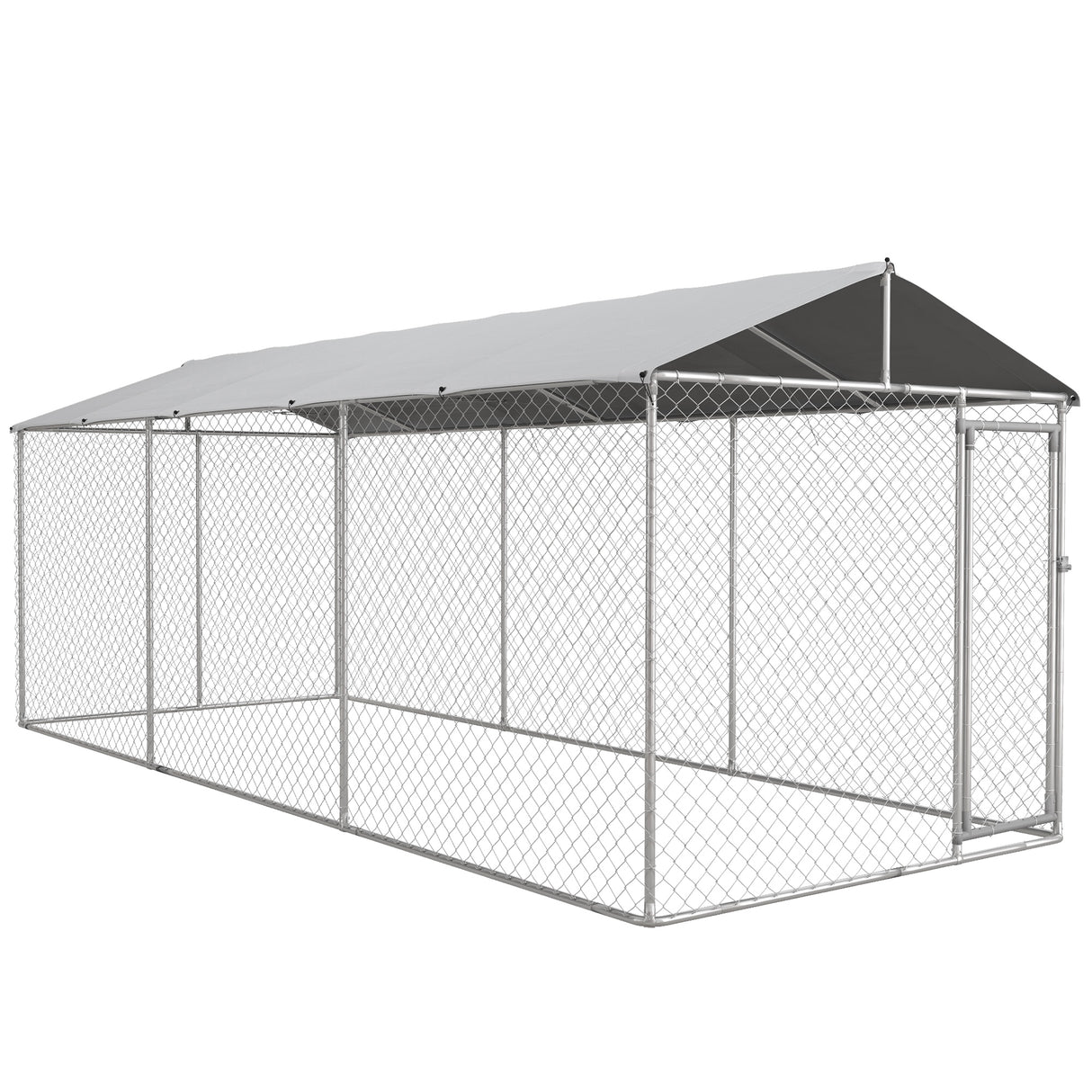 easycomfort easycomfort kennel per cani da esterno con tetto impermeabile in tessuto oxford e acciaio 6x2 3x2 3m argento