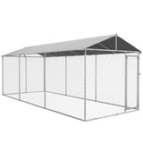 easycomfort easycomfort kennel per cani da esterno con tetto impermeabile in tessuto oxford e acciaio 6x2 3x2 3m argento