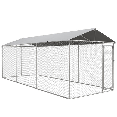 easycomfort easycomfort kennel per cani da esterno con tetto impermeabile in tessuto oxford e acciaio 6x2 3x2 3m argento