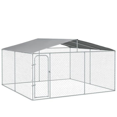 easycomfort easycomfort kennel per cani in metallo con tettuccio in tessuto oxford e porta con blocco 4x4x2 3m