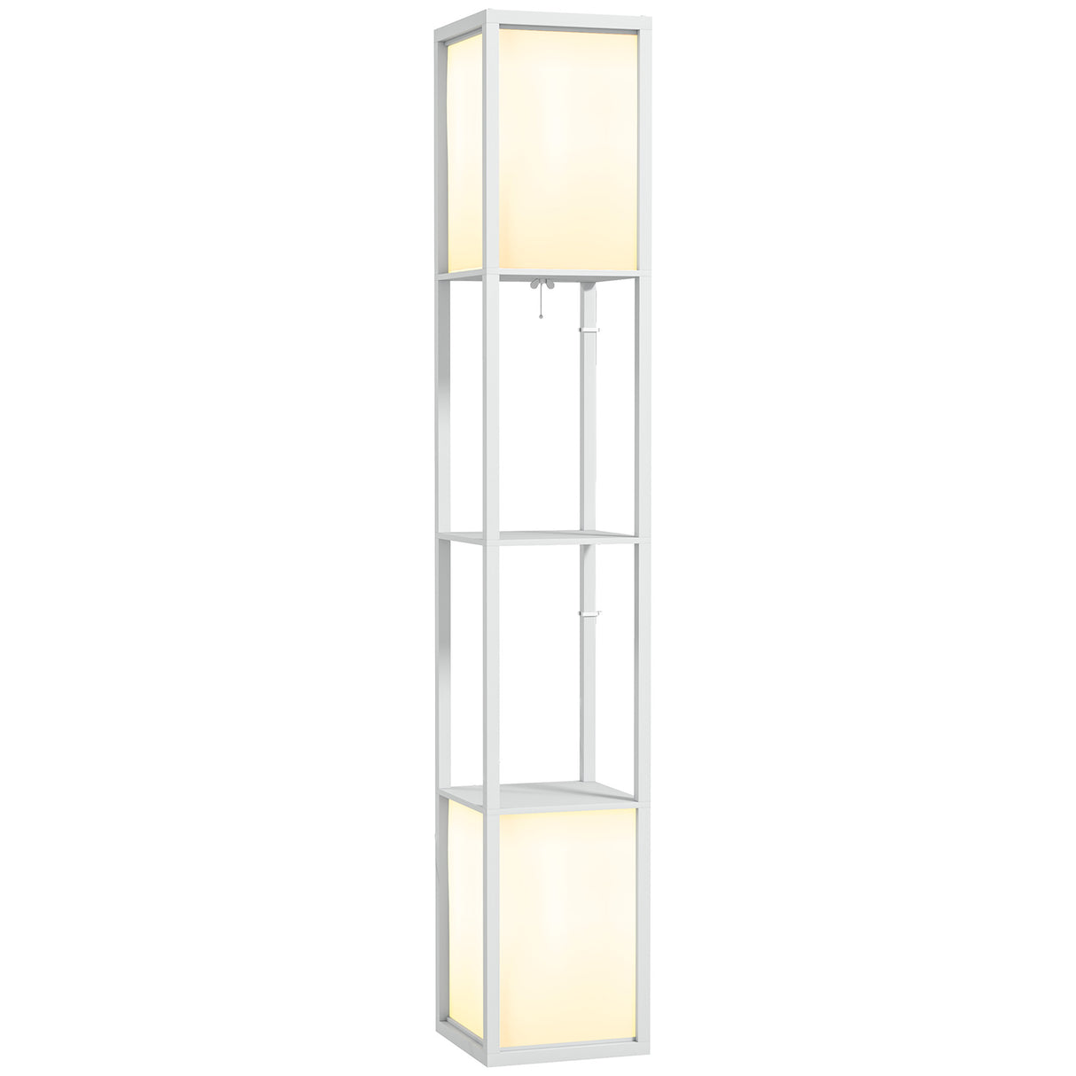 easycomfort easycomfort lampada da terra moderna con 2 paralumi e 2 ripiani per lampadine e27 max 40w 26x26x156 cm bianco
