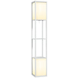 easycomfort easycomfort lampada da terra moderna con 2 paralumi e 2 ripiani per lampadine e27 max 40w 26x26x156 cm bianco
