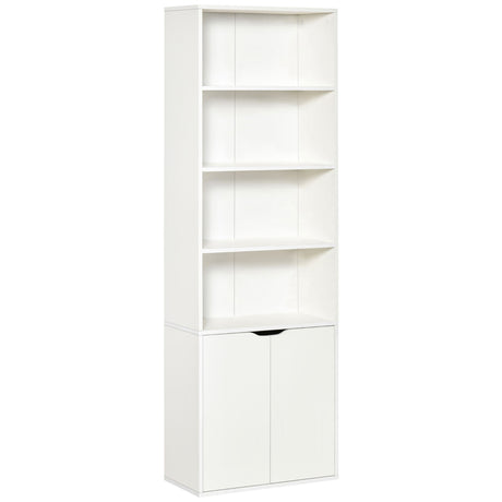 immagine-1-easycomfort-easycomfort-libreria-moderna-4-ripiani-con-armadietto-a-2-ante-in-legno-59x29x180cm-bianca