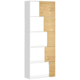 immagine-1-easycomfort-easycomfort-libreria-moderna-con-scaffali-asimmetrici-e-ante-soft-close-63x22x166cm-bianco-e-naturale