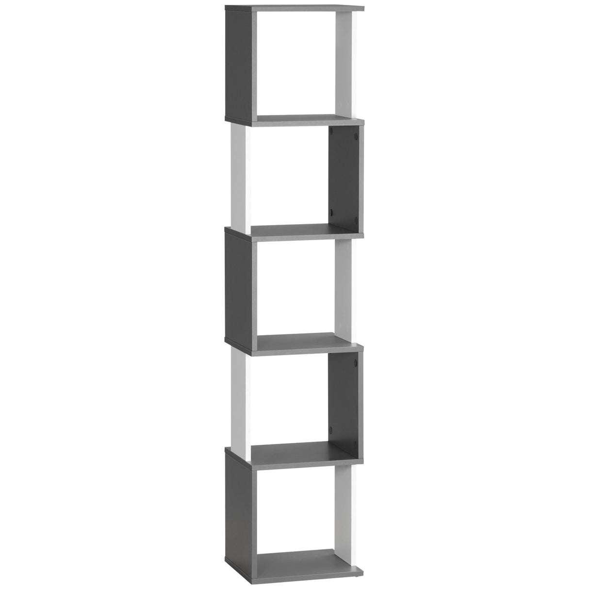 immagine-1-easycomfort-easycomfort-libreria-moderna-salvaspazio-a-5-ripiani-in-legno-33x28x161cm-grigio-e-bianco