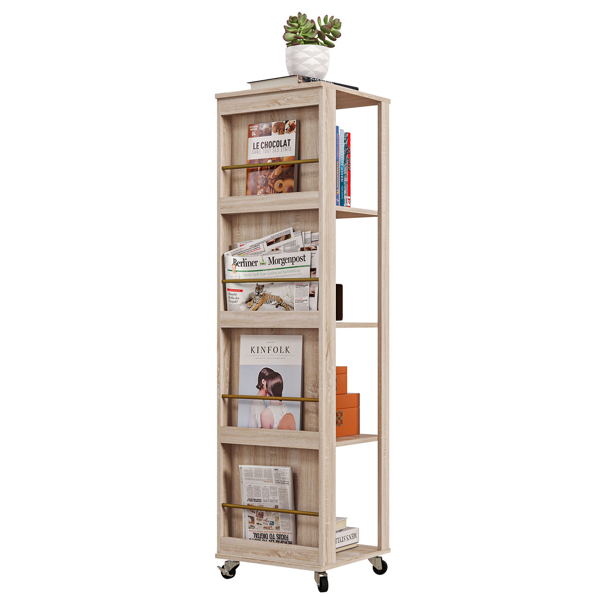 immagine-1-easycomfort-easycomfort-libreria-portariviste-moderna-a-4-ripiani-in-legno-con-rotelle-40x40x150cm-quercia