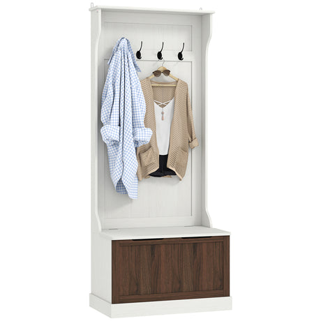easycomfort easycomfort mobile appendiabiti 3 in 1 con 4 ganci e panca contenitore in legno 71 5x39 5x170 cm bianco