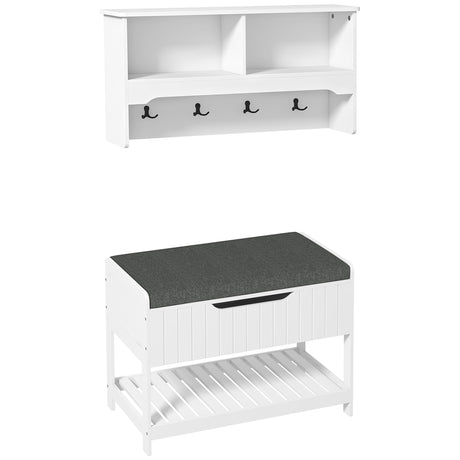 easycomfort easycomfort mobile appendiabiti a muro con panca scarpiera per ingresso e corridoio 80x20x40 cm bianco