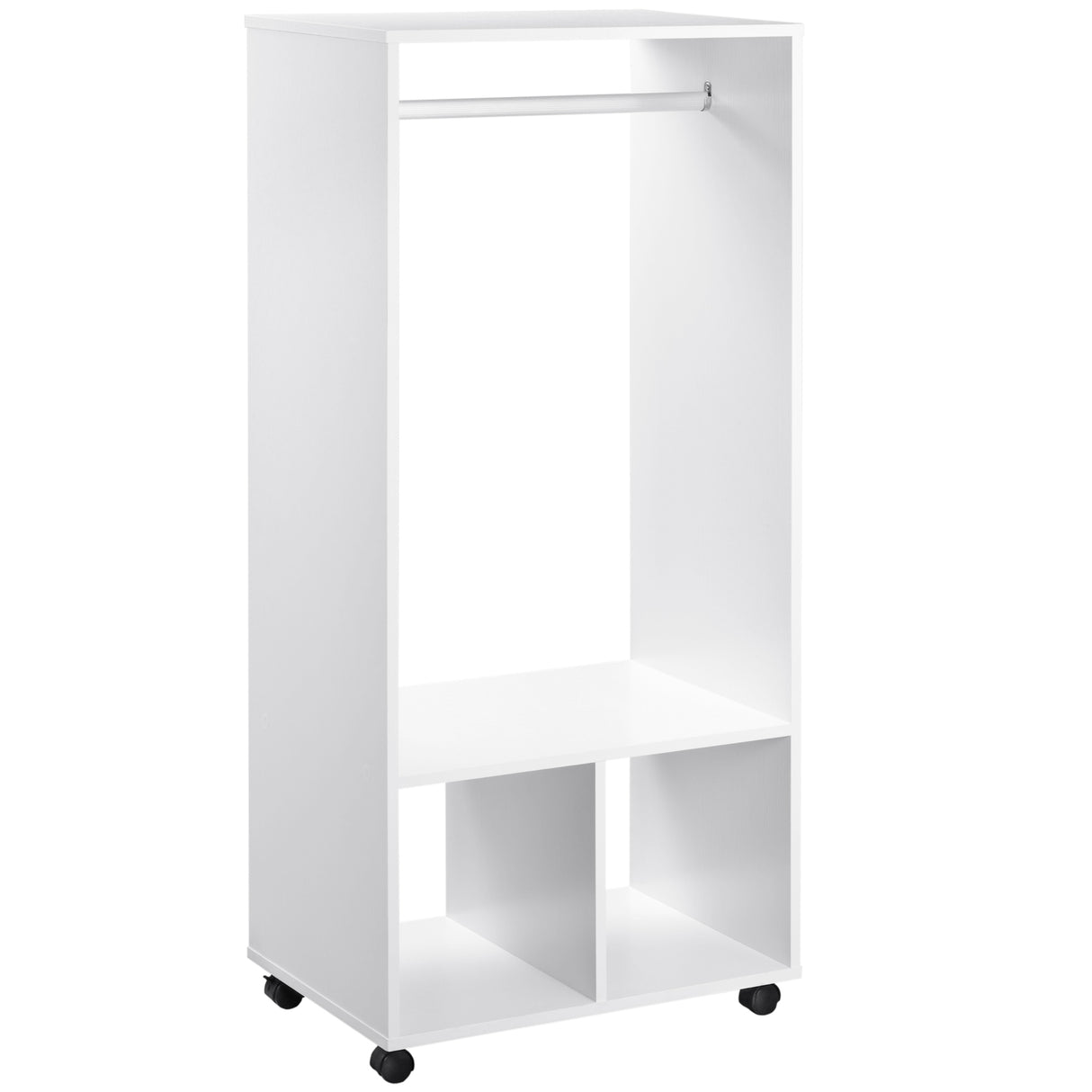 easycomfort easycomfort mobile appendiabiti con barra in alluminio e 2 ripiani aperti in truciolato 60x40x128 cm bianco