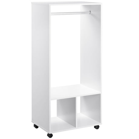 easycomfort easycomfort mobile appendiabiti con barra in alluminio e 2 ripiani aperti in truciolato 60x40x128 cm bianco