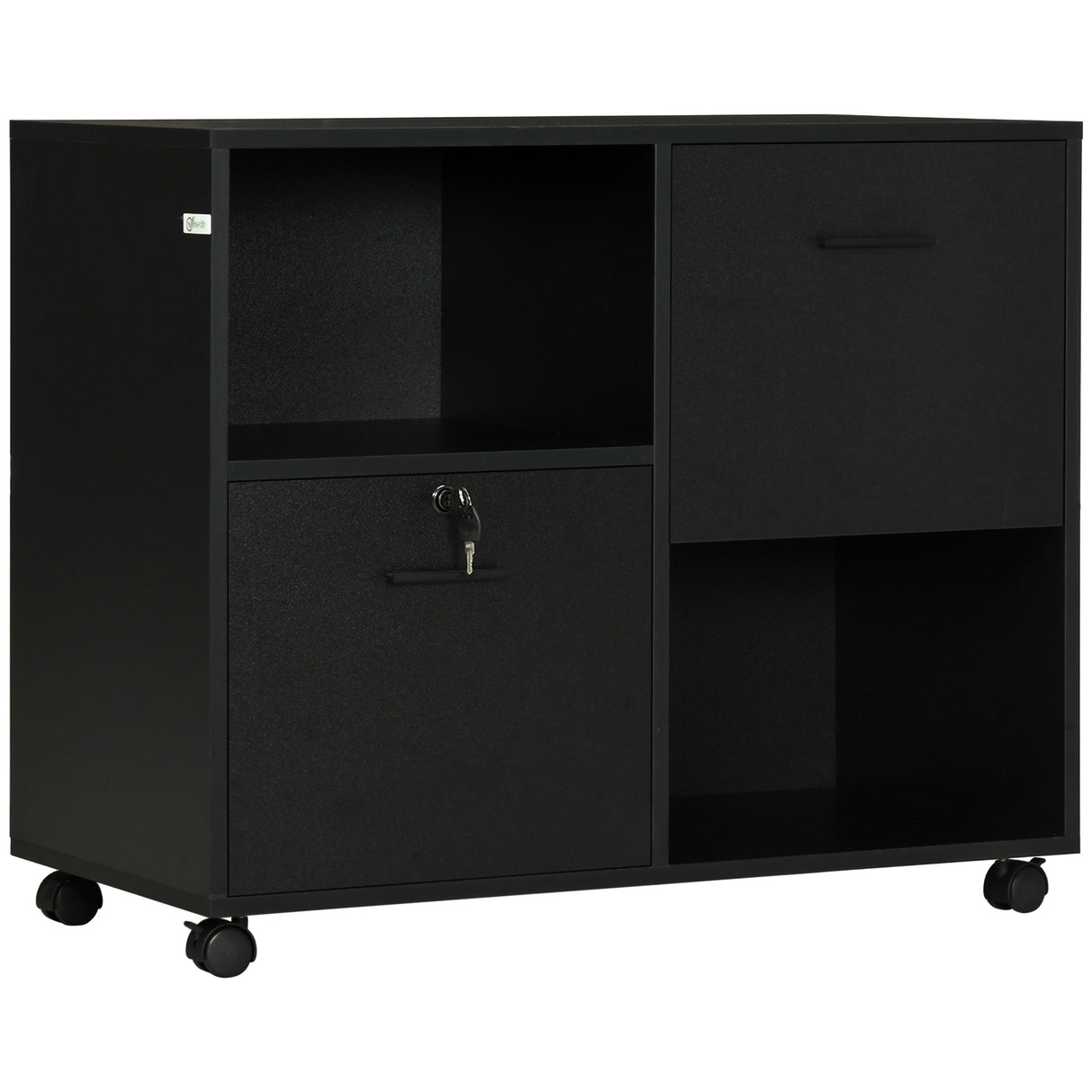 immagine-1-easycomfort-easycomfort-mobile-da-ufficio-con-2-cassetti-porta-documenti-e-ripiani-ruote-con-blocco-80x40x66cm-nero