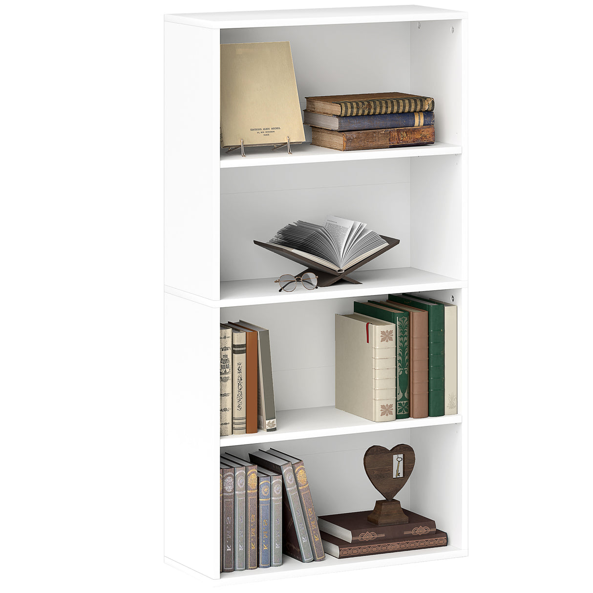 easycomfort easycomfort mobile libreria a 4 ripiani con 2 scaffali flessibili in legno 60x24x115 5 cm bianco
