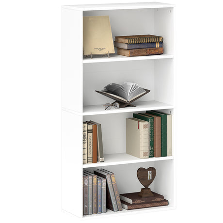easycomfort easycomfort mobile libreria a 4 ripiani con 2 scaffali flessibili in legno 60x24x115 5 cm bianco