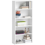 easycomfort easycomfort mobile libreria a 5 ripiani con 3 scaffali flessibili in legno 60x24x133 5 cm bianco