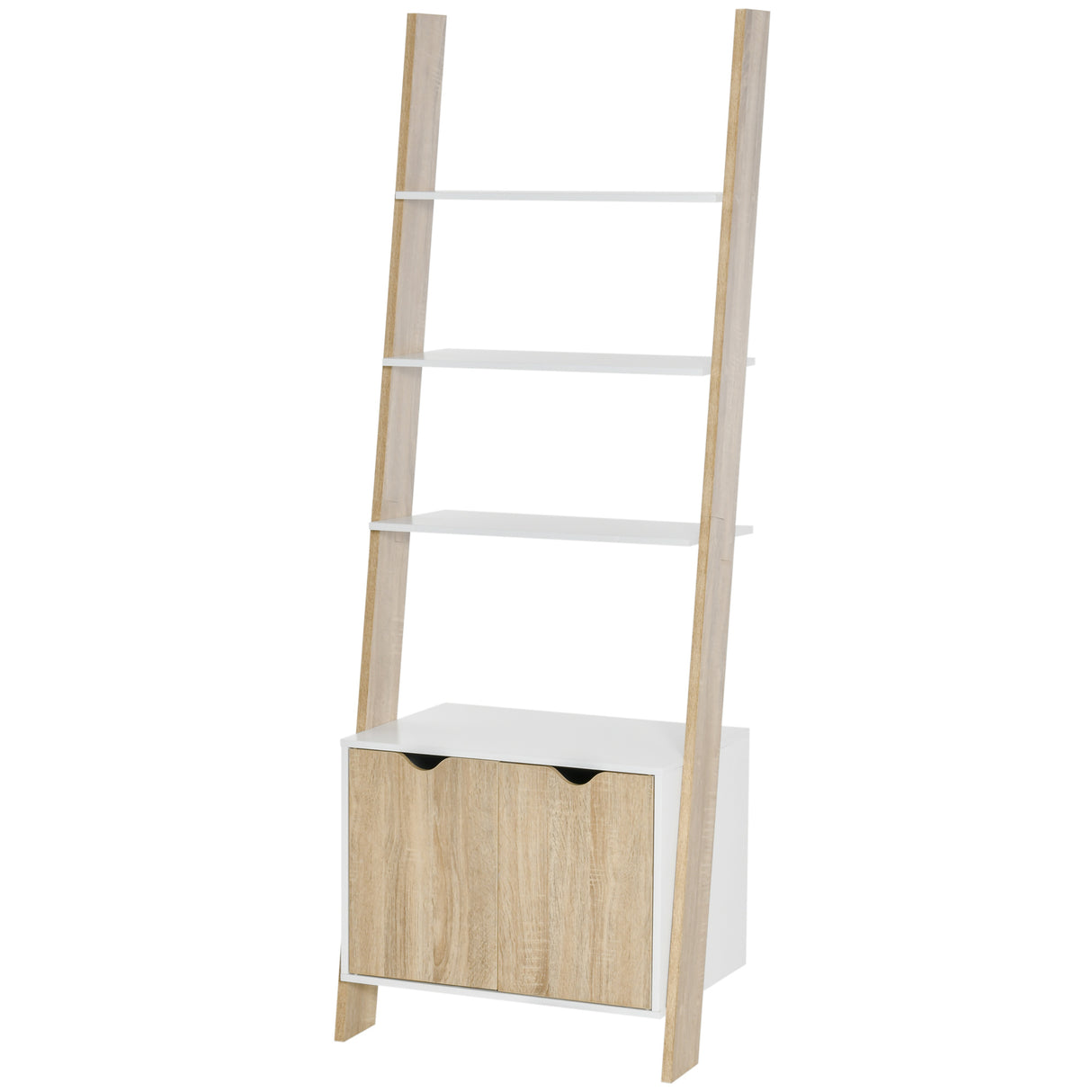 immagine-1-easycomfort-easycomfort-mobile-libreria-a-scala-con-3-mensole-e-armadietto-scaffale-moderno-stile-nordico-in-legno-60x40x171cm-rovere-e-bianco