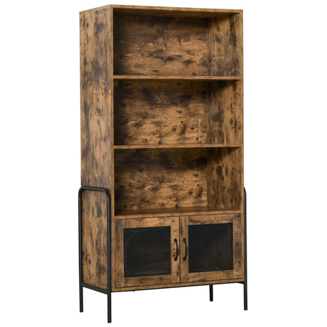 immagine-1-easycomfort-easycomfort-mobile-libreria-design-industriale-con-ripiani-e-armadietto-in-legno-e-metallo-marrone-rustico-e-nero-81x40x160cm