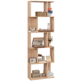 easycomfort easycomfort mobile libreria in legno a 5 ripiani con divisorio 60x24x184 5 cm color legno