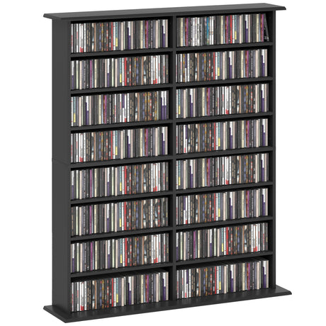 easycomfort easycomfort mobile libreria porta cd a 16 ripiani dal design moderno in legno 106 5x24x123 7 cm nero