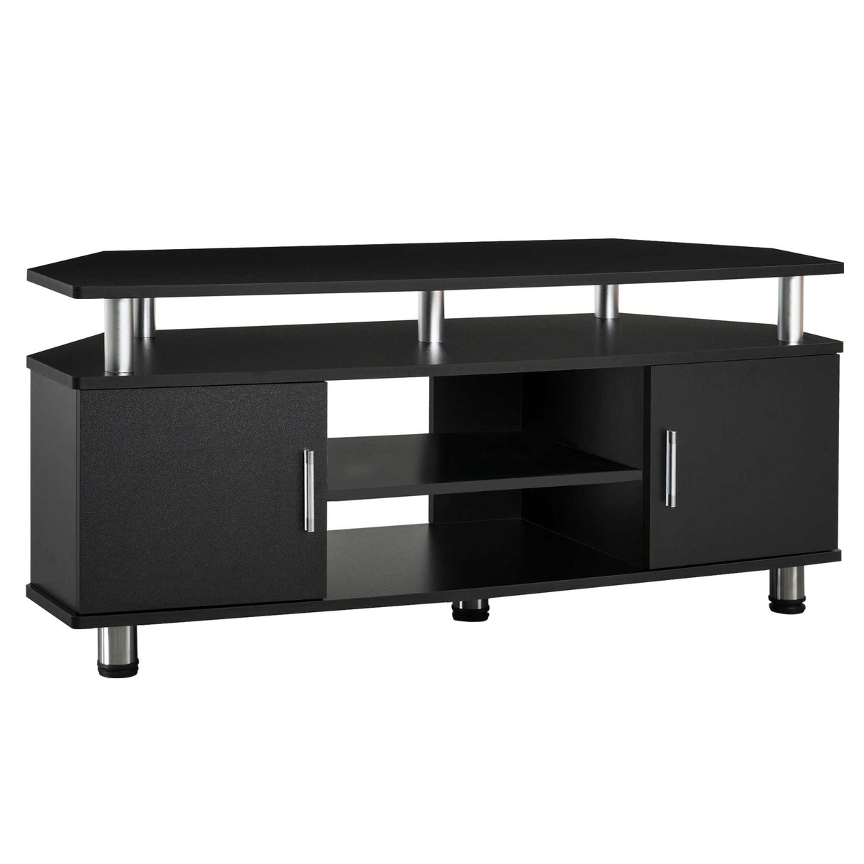 immagine-1-easycomfort-easycomfort-mobile-porta-tv-classico-da-soggiorno-con-2-ripiani-e-2-armadietti-in-mdf-e-acciaio-inox-nero-120x39-5x52cm-ean-8055776910765