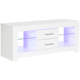 easycomfort easycomfort mobile porta tv da 55 con luci led a 12 colori e telecomando legno e vetro 120x40x50cm bianco