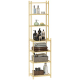 easycomfort easycomfort mobile scaffale bagno a 7 ripiani portaoggetti in bambu 44x33x180 cm color legno