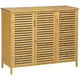 easycomfort easycomfort mobile scarpiera a 8 ripiani su 3 livelli con maniglie in bambu 100x35x80 cm color legno