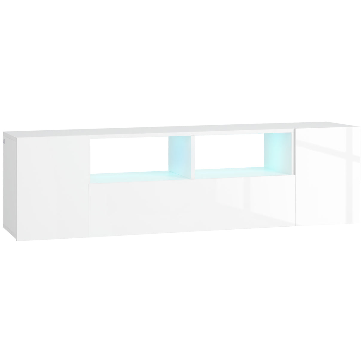 immagine-1-easycomfort-easycomfort-mobile-tv-60-max-in-truciolato-con-3-ripiani-2-armadietti-e-luci-led-137x35x42-cm-bianco-lucido