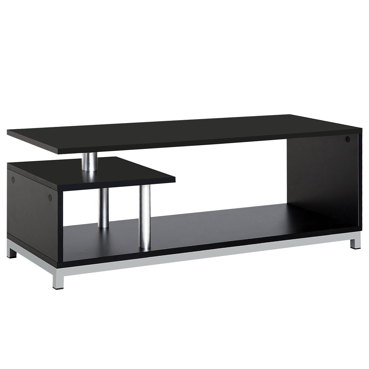 immagine-1-easycomfort-easycomfort-mobile-tv-moderno-con-ripiano-in-legno-mobiletto-tavolino-basso-da-salotto-114x40x40-5cm-nero-ean-8054144135830