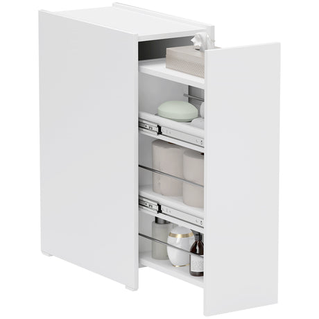 easycomfort easycomfort mobiletto bagno salvaspazio a 3 livelli con binari scorrevoli in legno 47x25x66 5 cm bianco