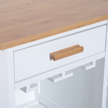 easycomfort easycomfort mobiletto da cucina con ruote portabottiglie e porta bicchieri in bambu 76 x 40 x 88cm ean 8054144133300